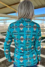 Womens Laramie Kreek Turquoise Aztec Quarter Zip Pull Over