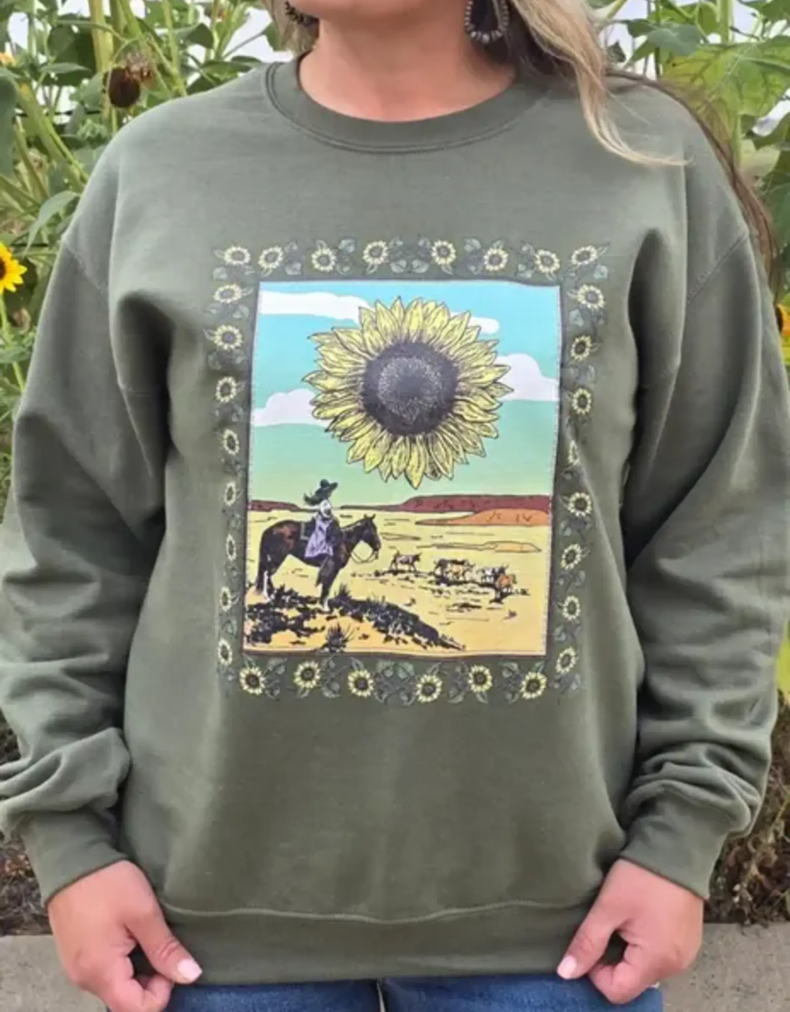 Womens Sunflower In The Draw Crew Neck Sweatshirt