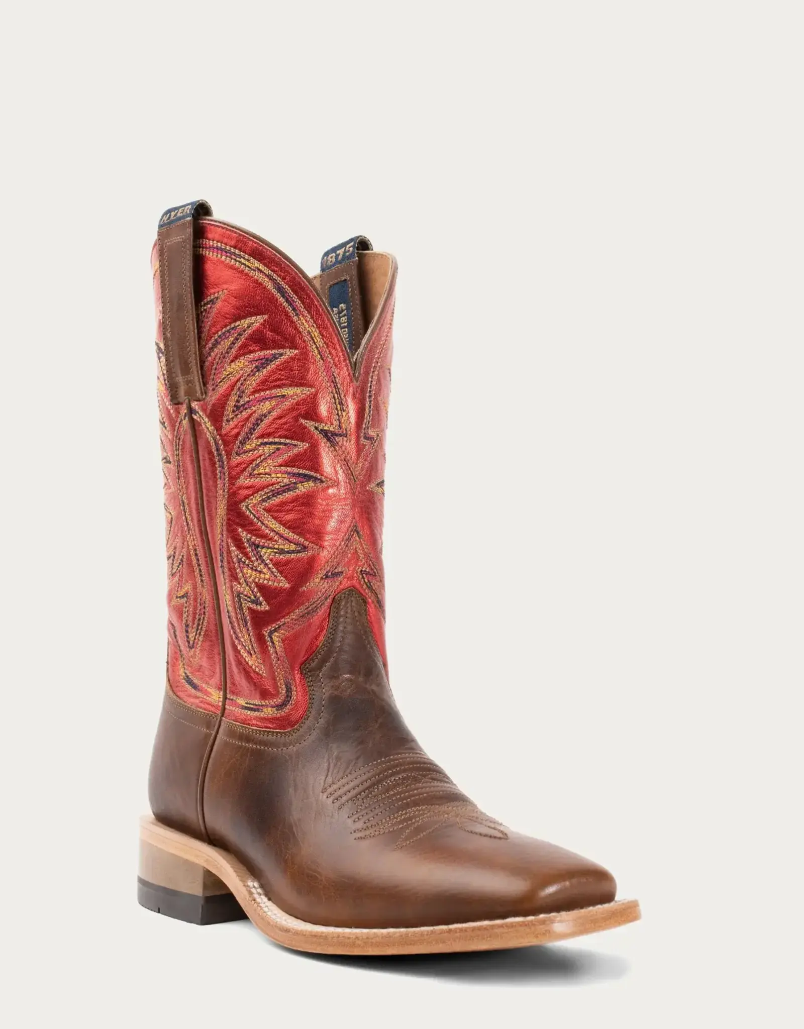 Hyer Boots Hyer Womens Little River Brown Metallic Red Wide Square Toe Cowboy Boots