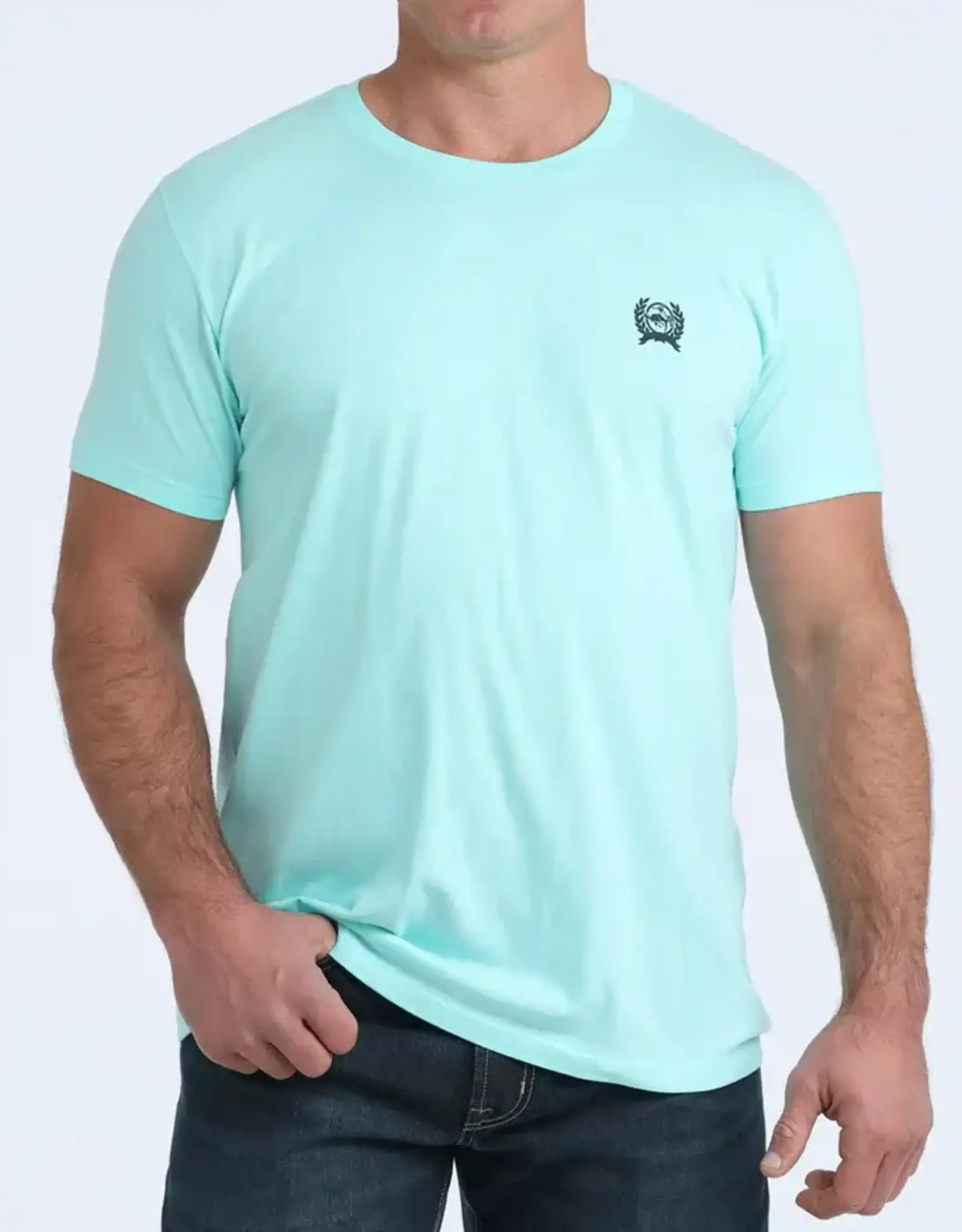 Cinch Mens Mint Blue America's Finest Farmers Short Sleeve T Shirt