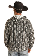 Mens Rock & Roll Raglan Black Aztec Print Hoodie