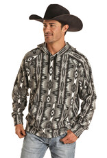 Mens Rock & Roll Raglan Black Aztec Print Hoodie