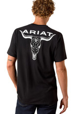 Ariat Mens Ariat Black Steer Head Western Logo Short Sleeve T Shirt
