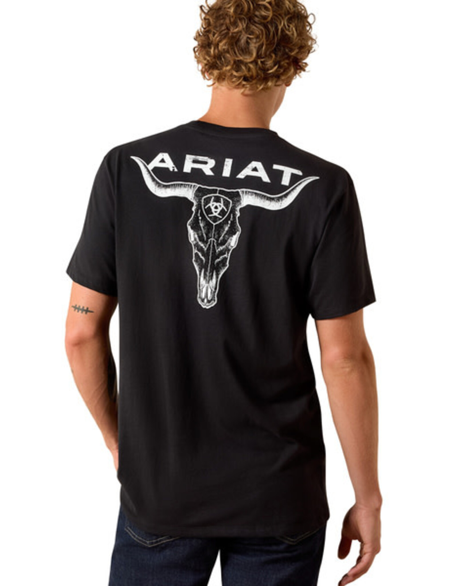 Ariat Mens Ariat Black Steer Hear Western Logo Short Sleeve T Shirt
