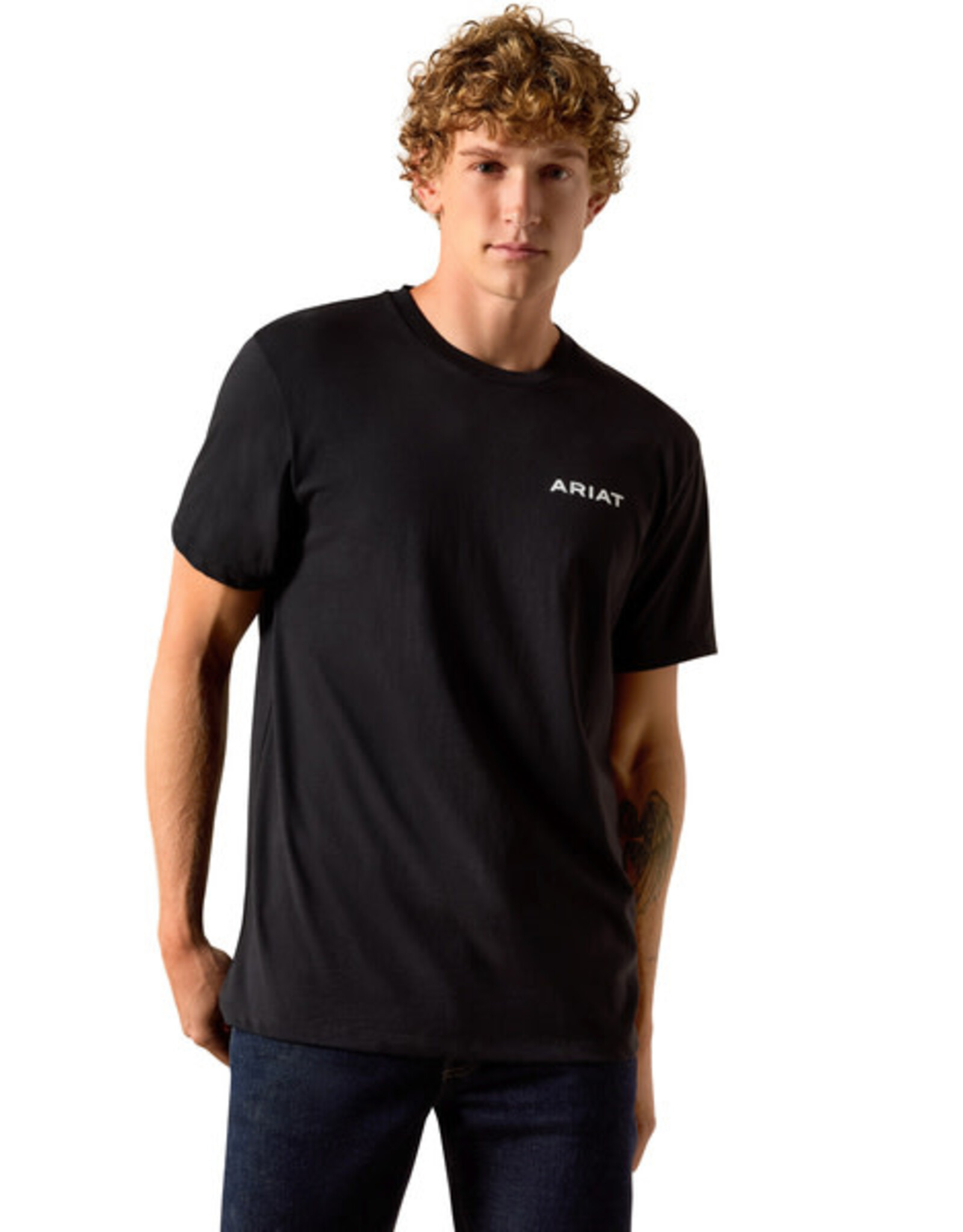 Ariat Mens Ariat Black Steer Head Western Logo Short Sleeve T Shirt