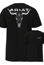 Ariat Mens Ariat Black Steer Head Western Logo Short Sleeve T Shirt