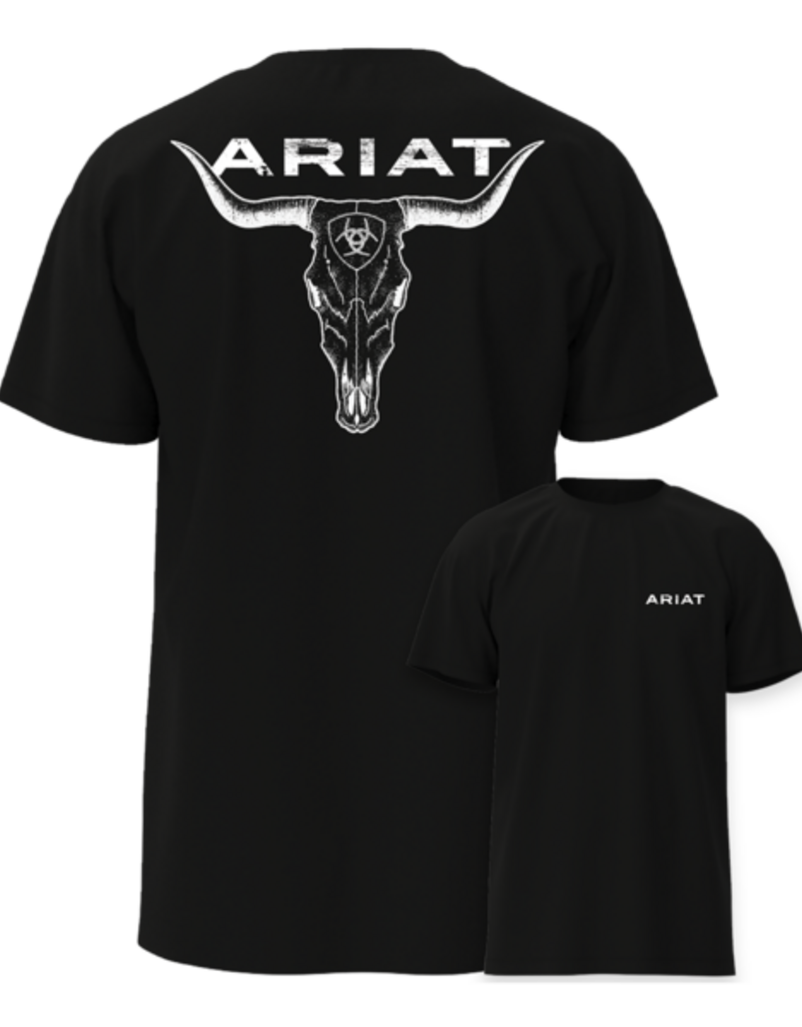 Ariat Mens Ariat Black Steer Head Western Logo Short Sleeve T Shirt