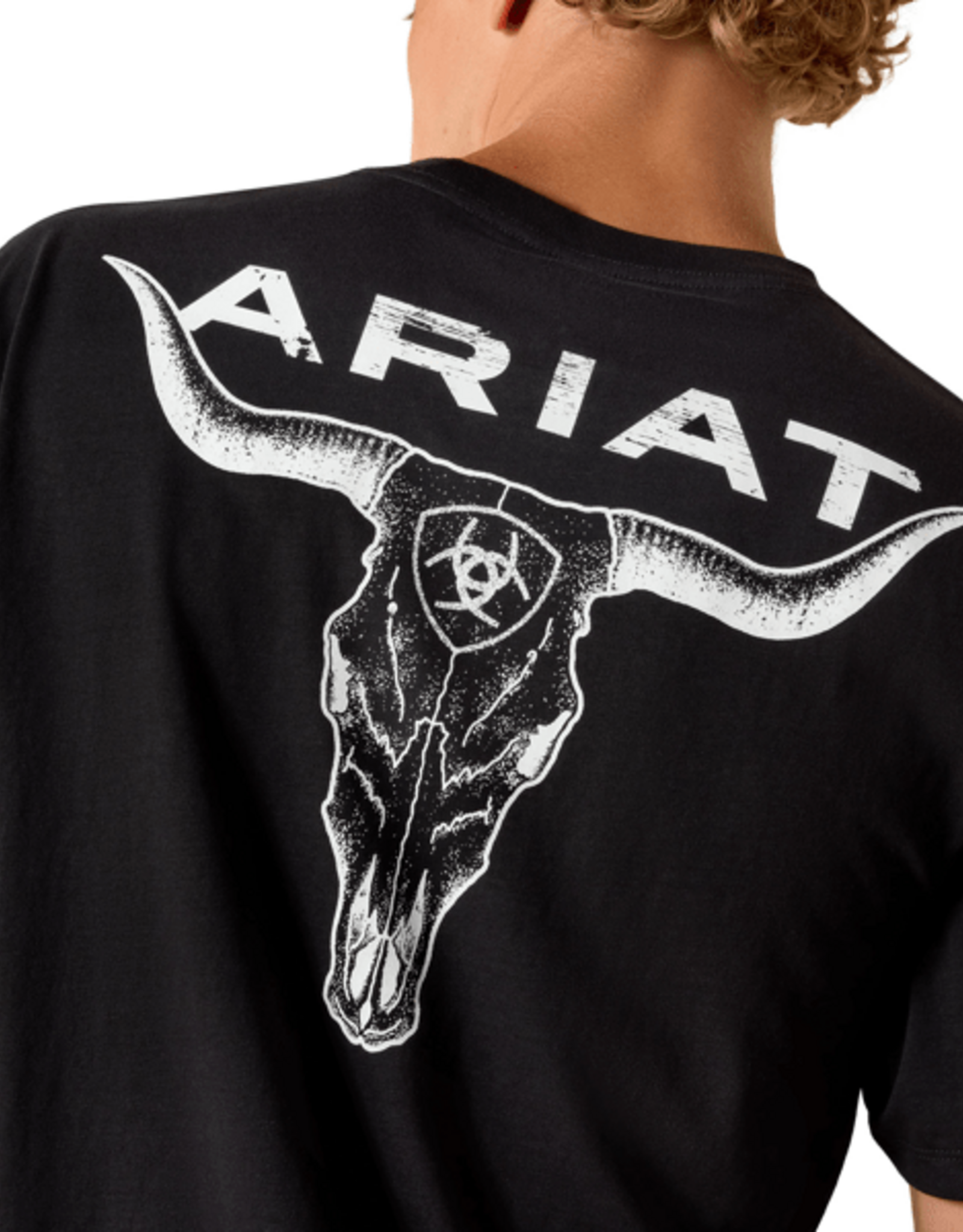 Ariat Mens Ariat Black Steer Head Western Logo Short Sleeve T Shirt