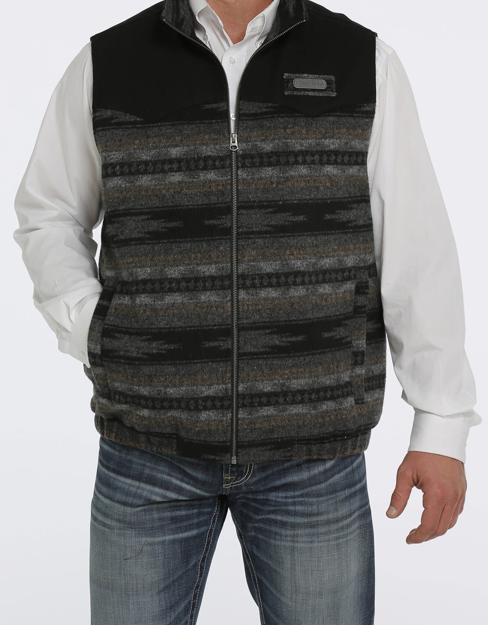 Cinch Mens Cinch Concealed Carry Black Aztec Wooly Western Vest