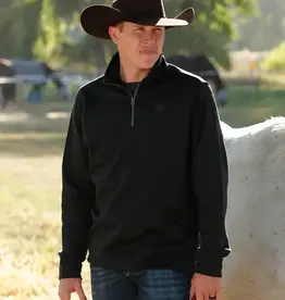 Cinch Mens Cinch Black Fleece Lined Quarter Zip Sweater