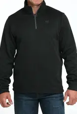 Cinch Mens Cinch Black Fleece Lined Quarter Zip Sweater