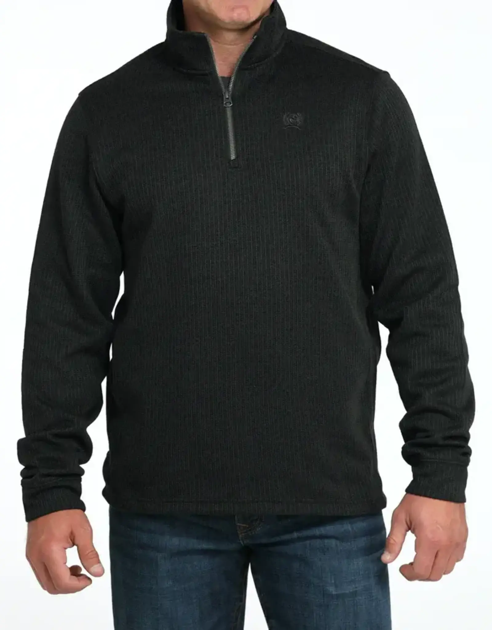 Cinch Mens Cinch Black Fleece Lined Quarter Zip Sweater