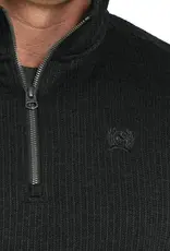 Cinch Mens Cinch Black Fleece Lined Quarter Zip Sweater