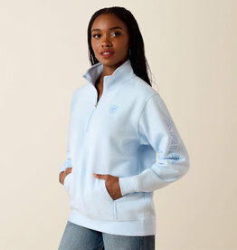 Ariat Womens Ariat Light Blue Foundation Logo 1/2 Zip Pullover Sweatshirt