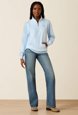 Ariat Womens Ariat Light Blue Foundation Logo 1/2 Zip Pullover Sweatshirt