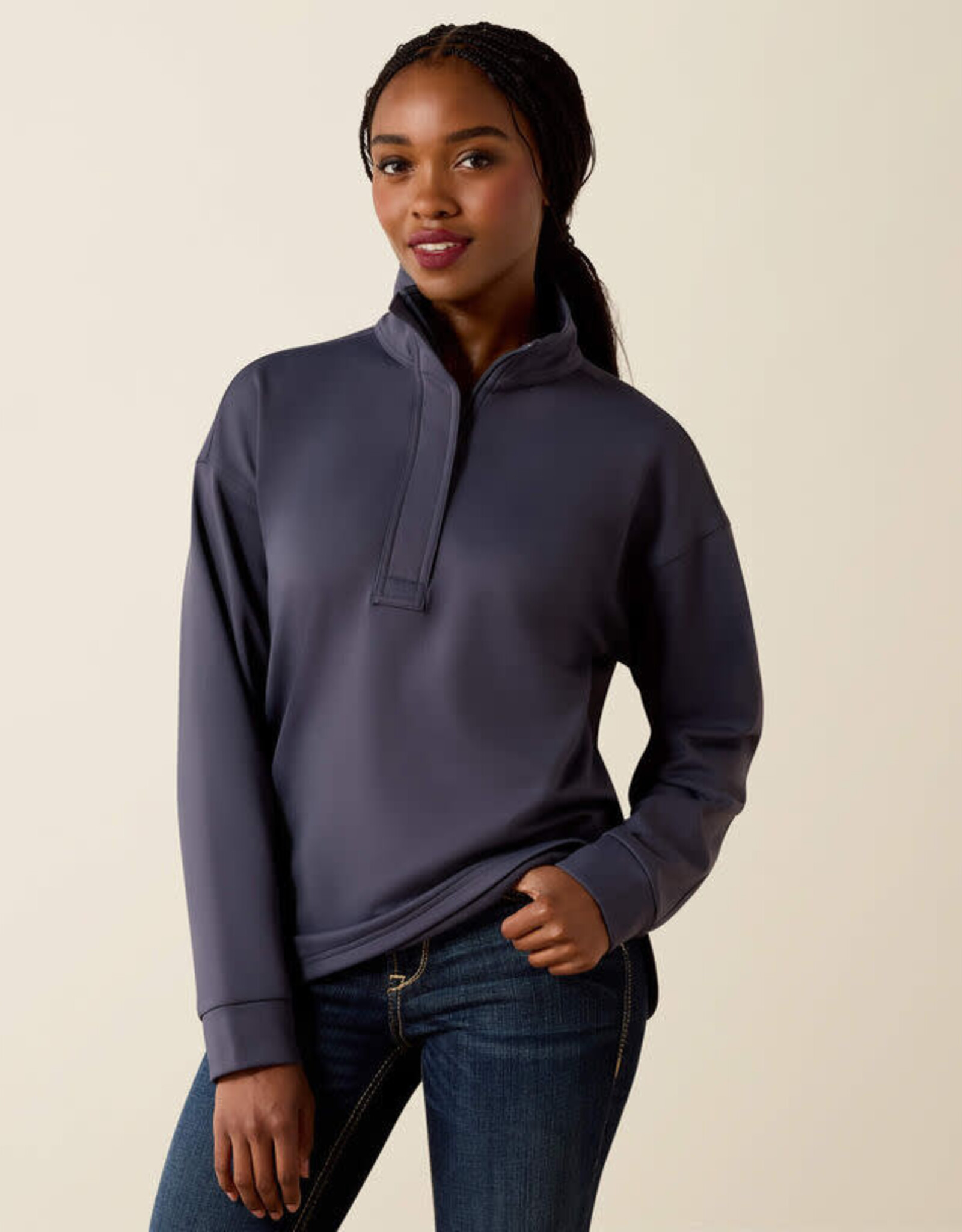 Ariat Womens Ariat Ombre Blue Breeze Logo 1/2 Zip Pullover Sweatshirt