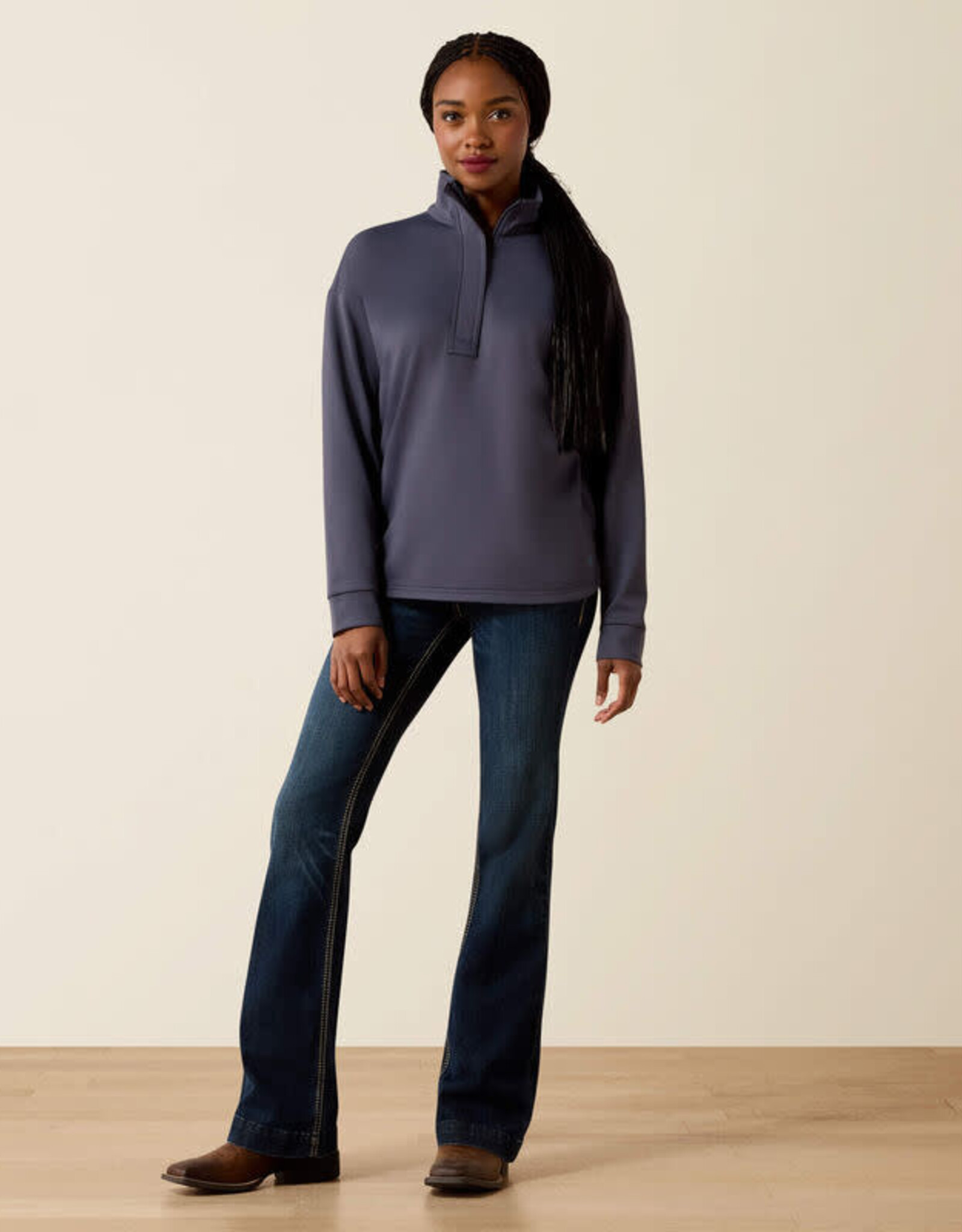 Ariat Womens Ariat Ombre Blue Breeze Logo 1/2 Zip Pullover Sweatshirt