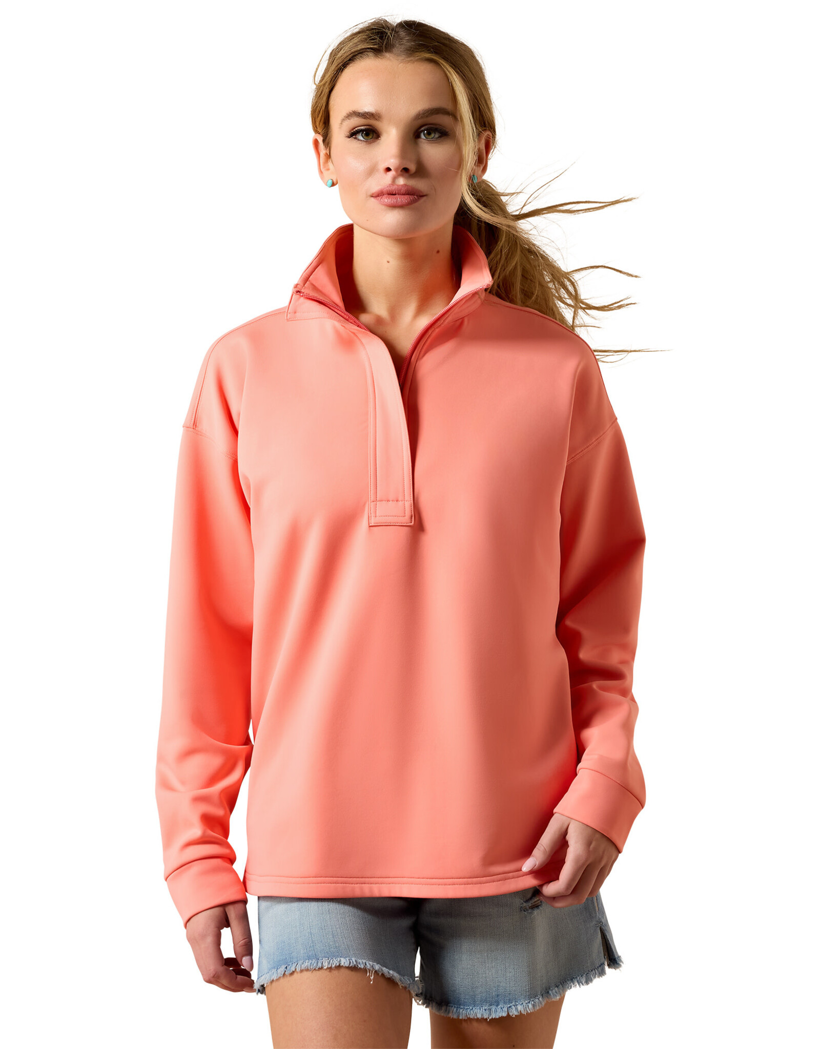 Ariat Womens Ariat Shell Pink Breeze Logo 1/2 Zip Pullover Sweatshirt