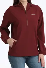 Cinch Womens Cinch Burgundy Half Zip Hooded Pullover Windbreaker