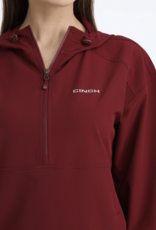 Cinch Womens Cinch Burgundy Half Zip Hooded Pullover Windbreaker