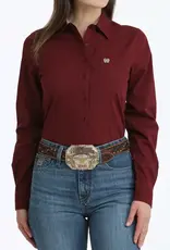 Cinch Womens Cinch Burgundy Stretch Arena Fit Long Sleeve Button Western Shirt