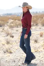 Cinch Womens Cinch Burgundy Stretch Arena Fit Long Sleeve Button Western Shirt