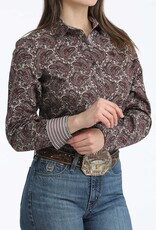 Cinch Womens Cinch Burgundy Paisley Long Sleeve Western Button Shirt