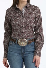 Cinch Womens Cinch Burgundy Paisley Long Sleeve Western Button Shirt