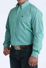 Cinch Mens Classic Cinch Turquoise Blue Charcoal Print Long Sleeve Western Button Shirt