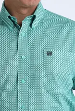 Cinch Mens Classic Cinch Turquoise Blue Charcoal Print Long Sleeve Western Button Shirt