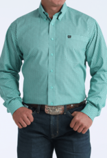 Cinch Mens Classic Cinch Turquoise Blue Charcoal Print Long Sleeve Western Button Shirt