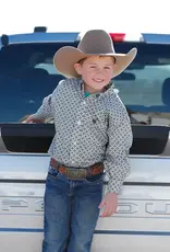 Cinch Boys Cinch Cream Olive Print Long Sleeve Button Western Shirt