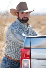 Cinch Mens Classic Cinch Cream Olive Print Long Sleeve Western Button Shirt