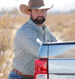 Cinch Mens Classic Cinch Cream Olive Print Long Sleeve Western Button Shirt