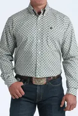 Cinch Mens Classic Cinch Cream Olive Print Long Sleeve Western Button Shirt