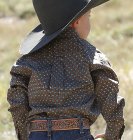 Cinch Boys Toddler Cinch Chocolate and Green Print Long Sleeve Western Button Shirt
