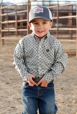 Cinch Boys Toddler Cinch Cream and Olive Print Long Sleeve Western Button Shirt