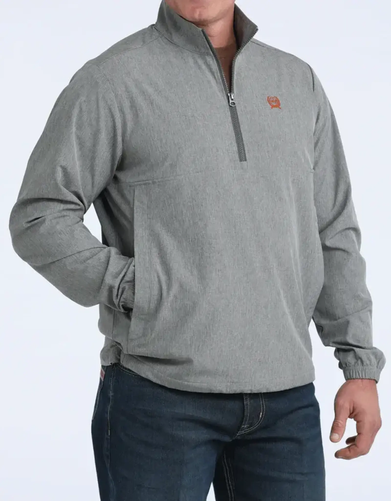 Cinch Mens Cinch Grey Half Zip Western Windbreaker Jacket