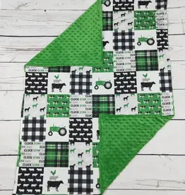 Sassy Kids Palace Green Farm Yard Minky Blanket 29" x 43"