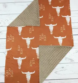 Sassy Kids Palace Rust Longhorn Minky Baby Blanket 29" x 43"