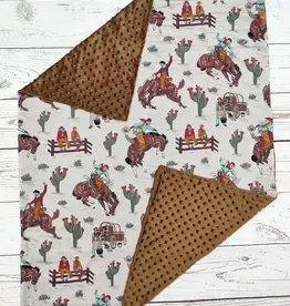Sassy Kids Palace Western Rodeo Cowboy Minky Baby Blanket 29" x 43"