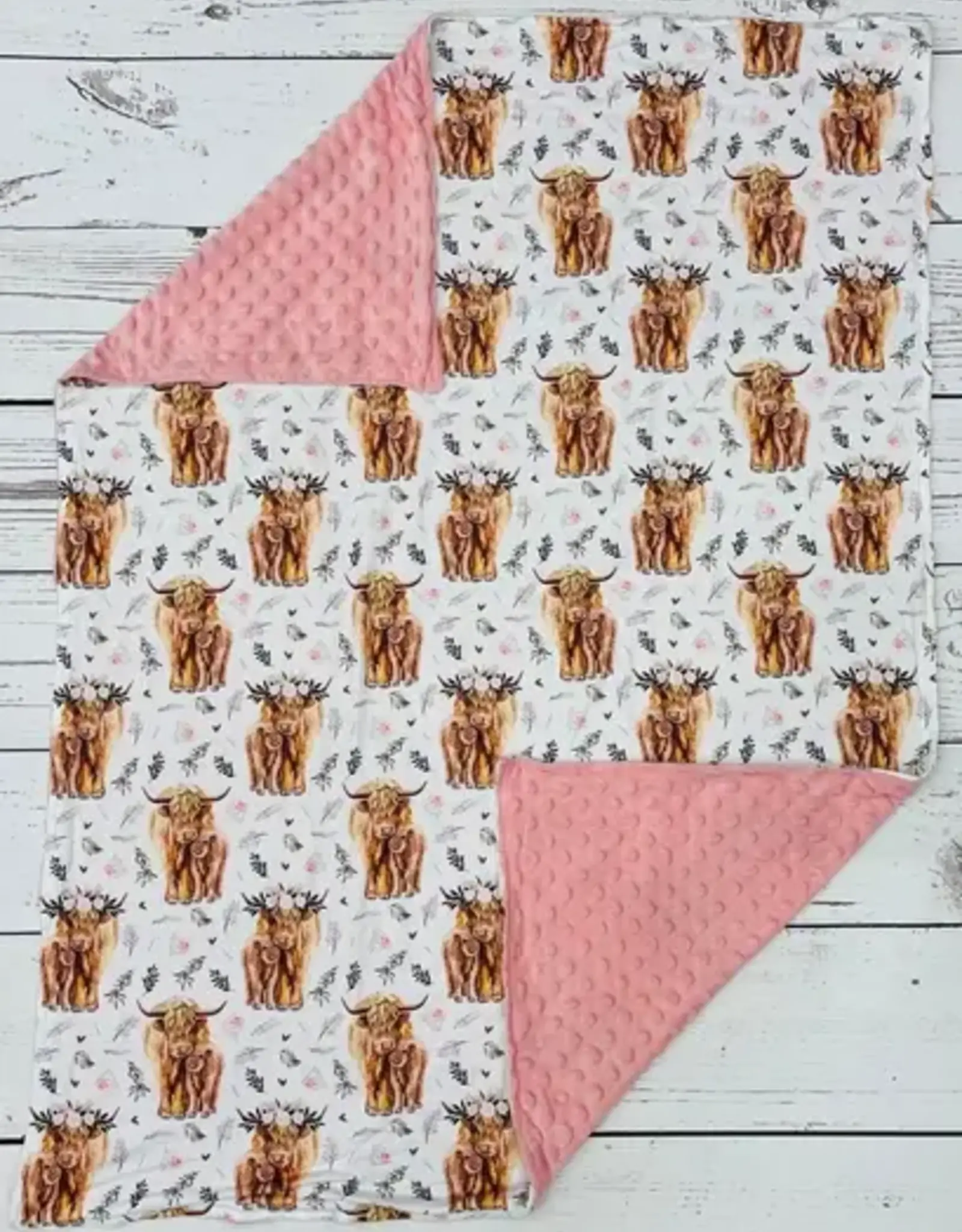 Sassy Kids Palace Pink Highland Floral Minky Baby Blanket 29" x 43"