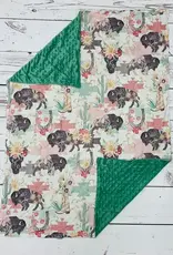 Sassy Kids Palace Western Buffalo Minky Baby Blanket 29" x 43"