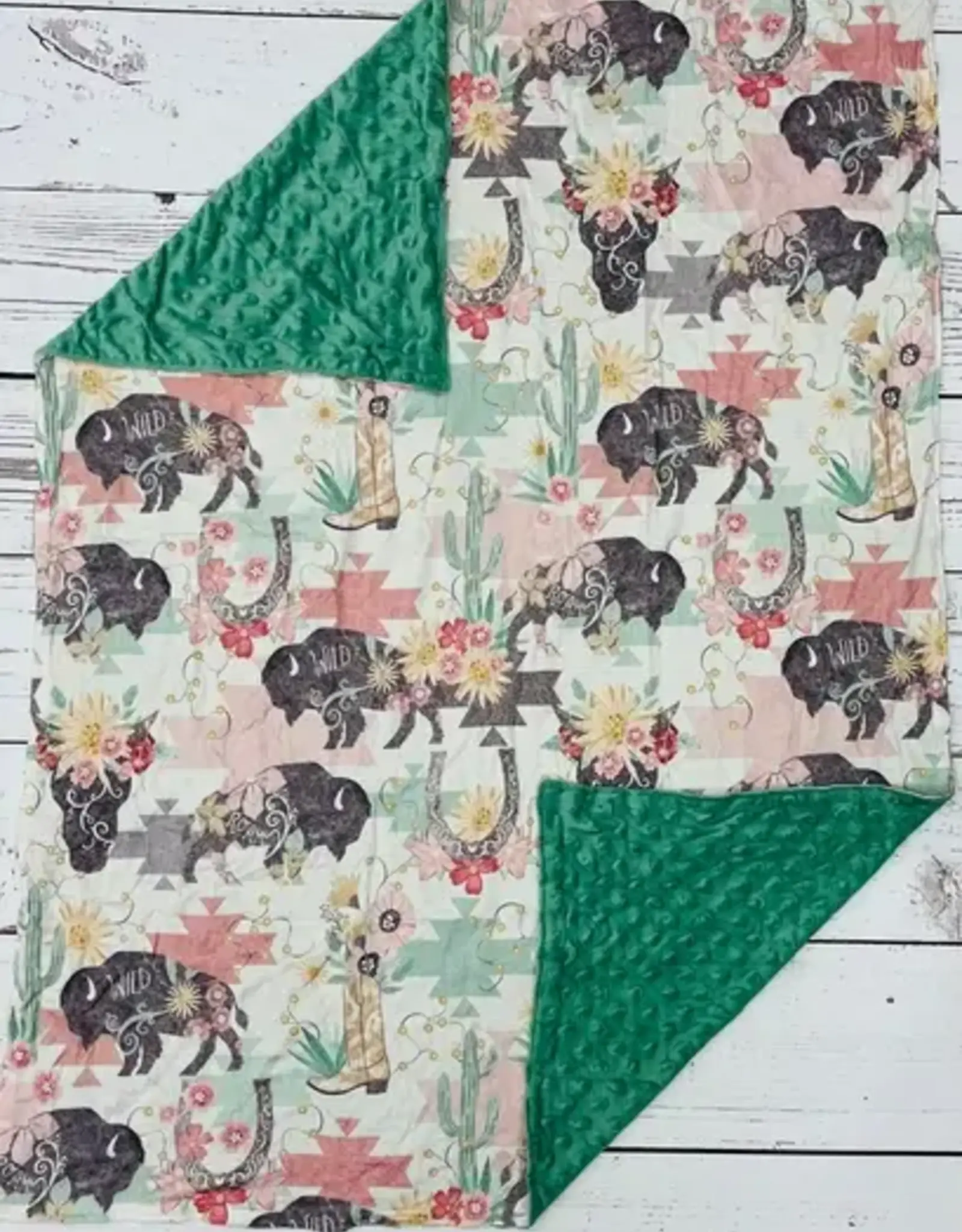 Sassy Kids Palace Western Buffalo Minky Baby Blanket 29" x 43"