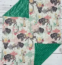 Sassy Kids Palace Western Buffalo Minky Baby Blanket 29" x 43"