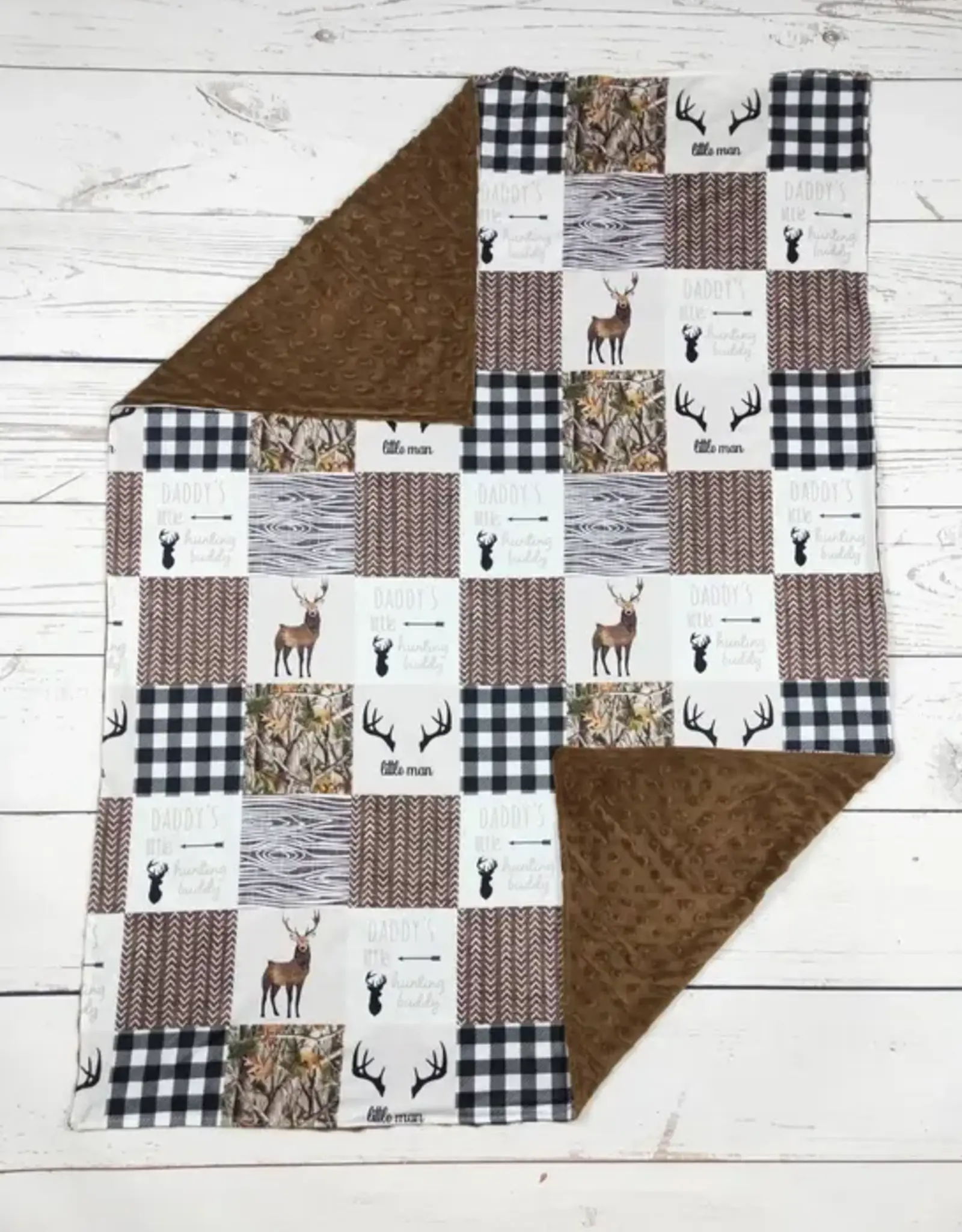 Sassy Kids Palace Little Man Deer Hunting Minky Baby Blanket 29" x 43"