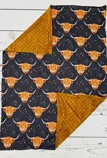 Sassy Kids Palace Brown Highland Cow Minky Baby Blanket 29" x 43"