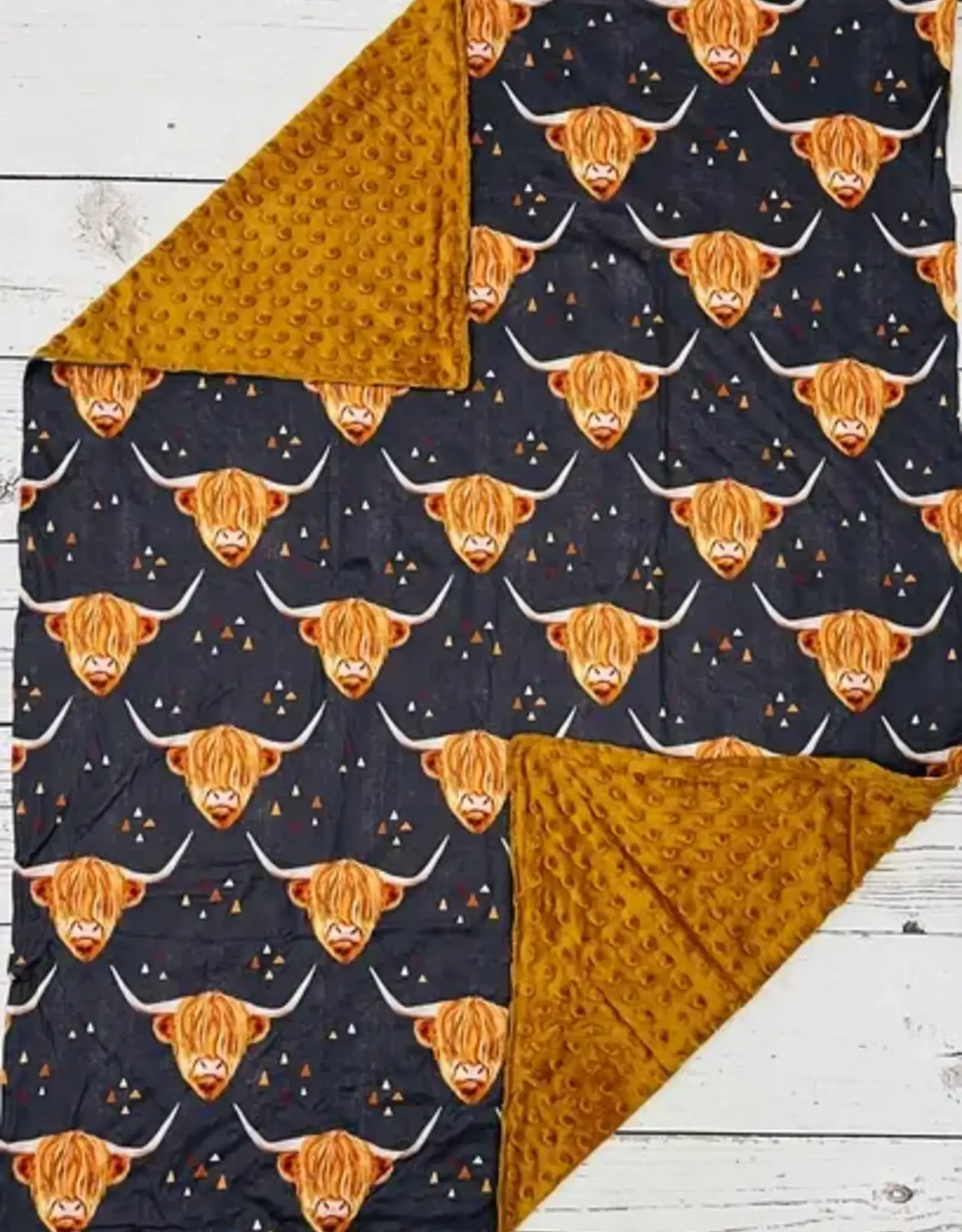 Sassy Kids Palace Brown Highland Cow Minky Baby Blanket 29" x 43"