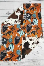 Sassy Kids Palace Wild West Cow Print Fleece Lined Baby Blanket 29" x 43"