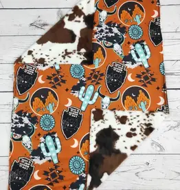 Sassy Kids Palace Wild West Cow Print Fleece Lined Baby Blanket 29" x 43"